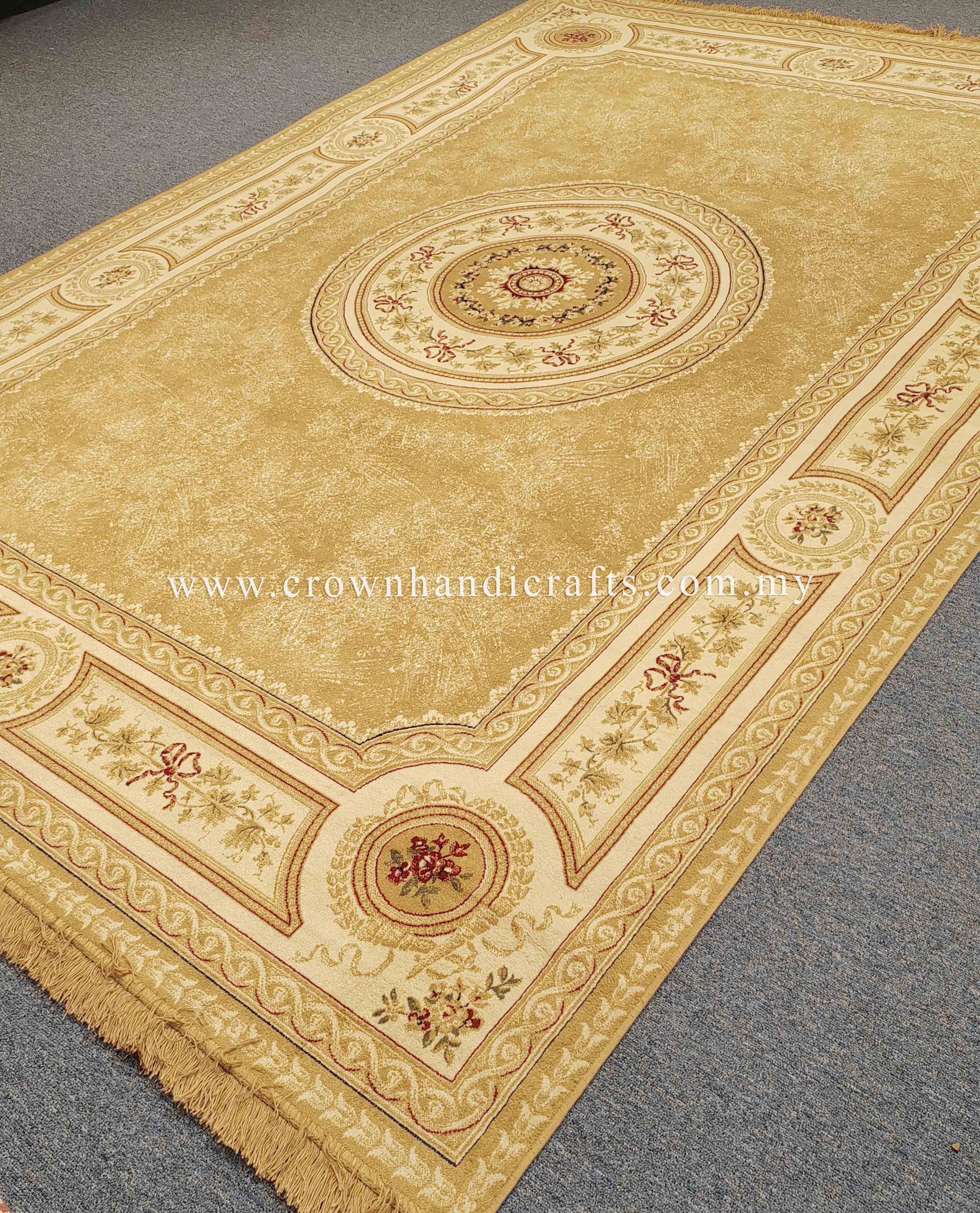 Persian Silk Carpet Iran Design - Silk Man Made Viscose Carpet | Zrabi NA01 GOLD