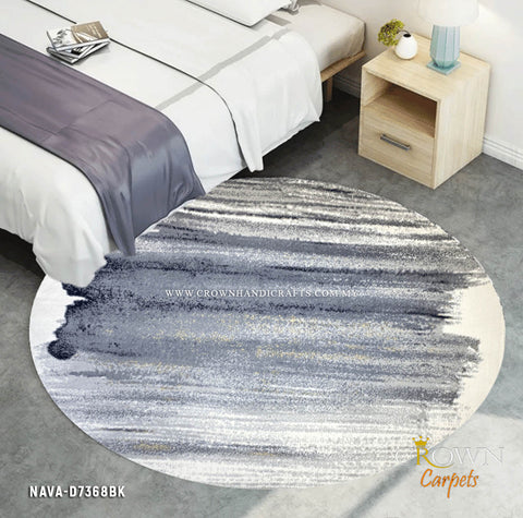 High in Demand Round Modern Carpet Minimalist Design Rug | Nava D7368BK