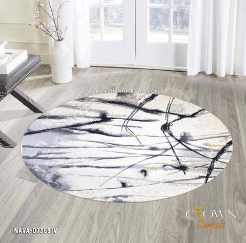 Trendy Living Room Round Carpet for Modern Sofa Interior | Nava D7369IV