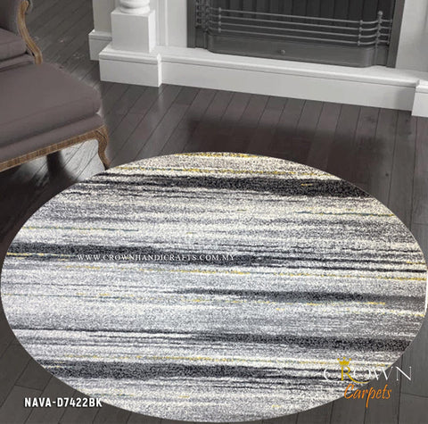 High-End Designer Carpets Modern Minimalist Abstract Round Rugs Shop | Nava D7422BK