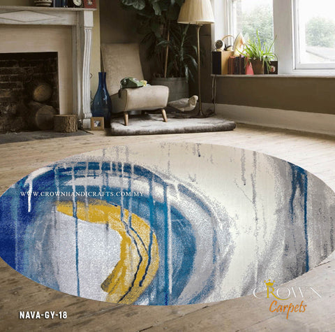 Smooth Fine Round Rug for Living Room Modern Design Carpet | Nava GY-18