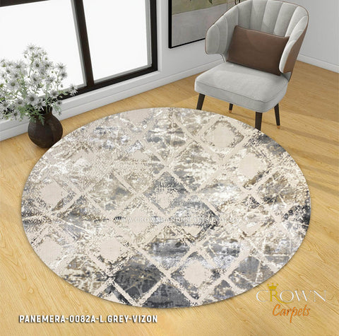 High Quality Modern Round Rugs Designs from Europe Turkish Rugs | Panemera 0082A L.Grey Vizon