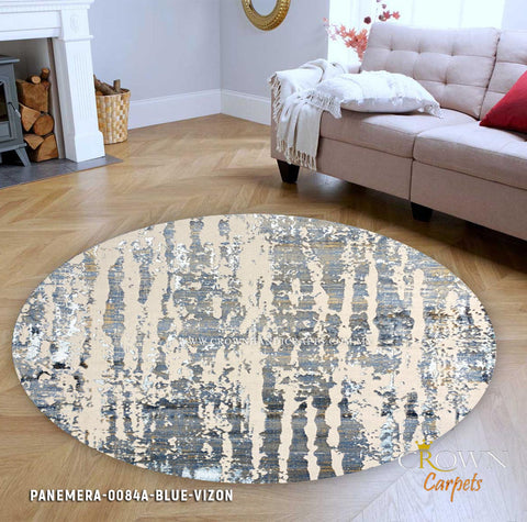 Premium Rugs Modern Round Design Tufted Rugs style for Living room | Panemera 0084A Blue Vizon