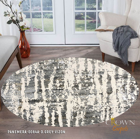 High Quality Soft and Durable Modern Round Designer Carpet | Panemera 0084A D.Grey Vizon