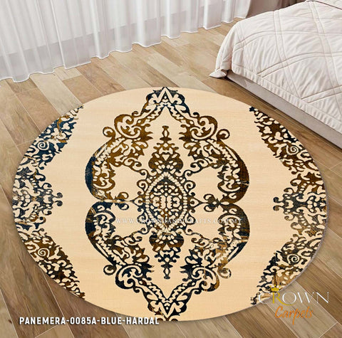 High in Demand Modern Round Carpet Minimalist Design Rug | Panemera 0085A Blue Hardal