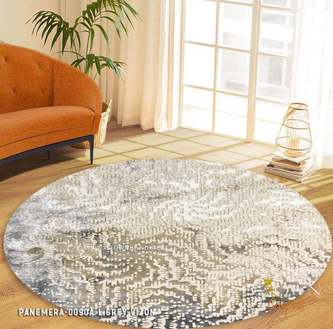 High-End Designer Round Carpets Modern Minimalist Abstract Rugs Shop | Panemera 0090A L.Grey Vizon