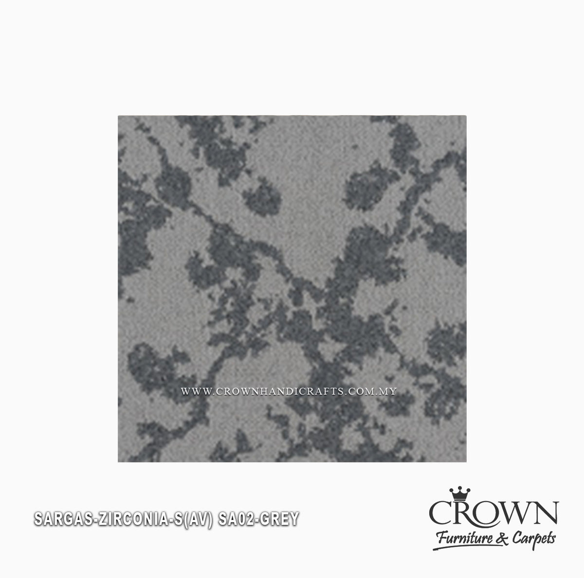 Grey carpet tile close-up with mottled abstract texture and speckled pattern
