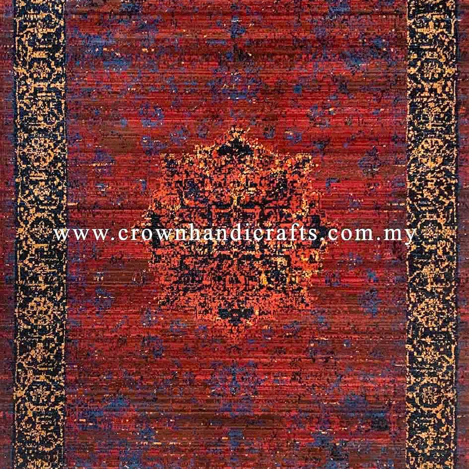 Persian Iranian Rug Wool Feel Man Made Abstract Style Geometric Motifs | Hamedan Sa123 Dark Blue