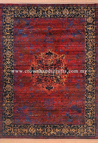 Persian Iranian Rug Wool Feel Man Made Abstract Style Geometric Motifs | Hamedan Sa123 Dark Blue