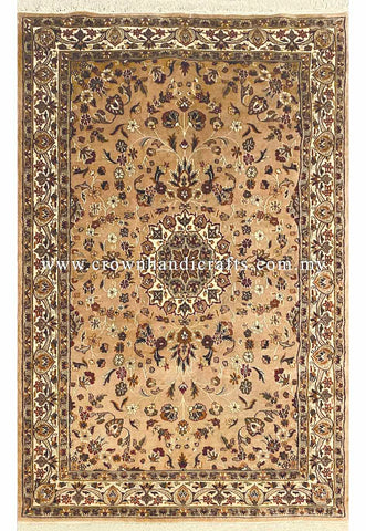 [5X8FT] Elegant Persian Carpet Hand-Knotted with 100% Silk and Wool Showcasing Intricate Patterns and Authentic Iranian Design SK Kashmir SILK WOOL CH 1602