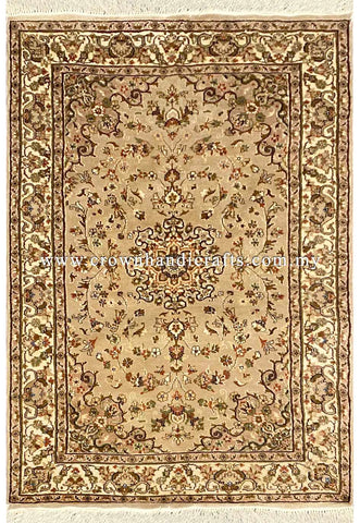 [6X4FT] Timeless Persian Carpet 100% Silk and Wool Premium Quality Hand-Knotted Authentic Iranian Rug Turkey-Inspired SK Kashmir Design SILK WOOL CH 2093