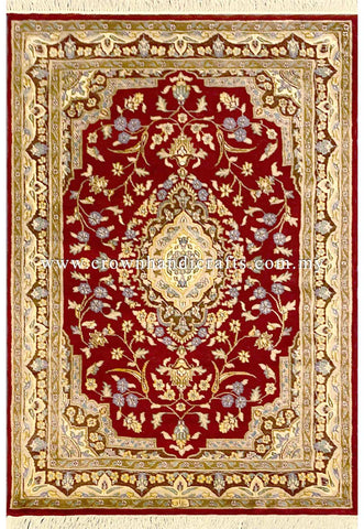 [6X4FT] Stunning Persian Rug 100% Silk and Wool Hand-Knotted Authentic Iranian Design SK Kashmir SILK WOOL CH 2285