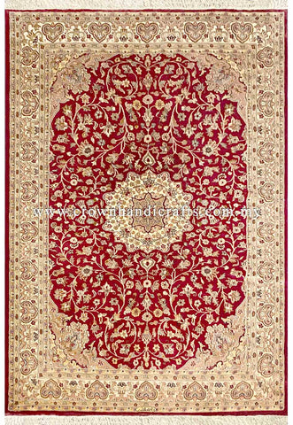 [9X6FT] Exquisite Persian Carpet Hand-Knotted with 100% Silk and Wool Showcasing High-Quality Iranian Design with Authentic Turkish Influences SK Kashmir SILK WOOL CH 2292