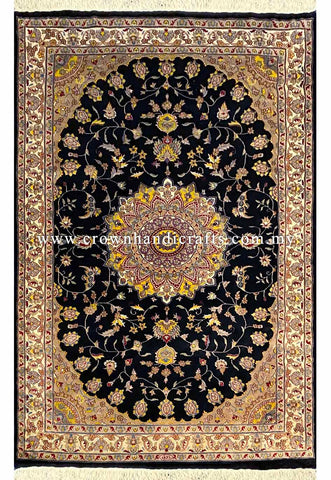 [9X6FT] Gracefully Crafted Persian Carpet Hand-Knotted with 100% Silk and Wool Embodying High-Quality Iranian Design with Distinct Authentic Turkish Influence SK Kashmir SILK WOOL CH 2613