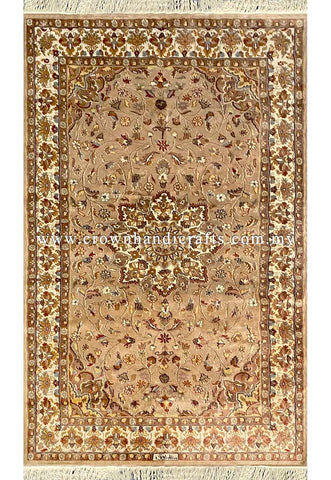 [5X8FT] Majestic Persian Carpet Hand-Knotted with 100% Silk and Wool Showcasing Exquisite Intricate Patterns and Authentic Iranian Design SK Kashmir SILK WOOL CH 462