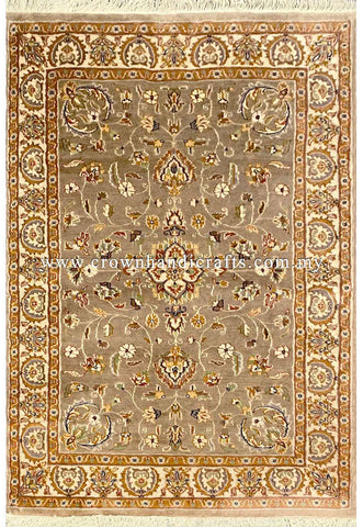[6X4FT] Graceful Persian Rug 100% Silk and Wool High-Quality Hand-Knotted Authentic Iranian Design Turkey-Inspired SK Kashmir SILK WOOL CH 489