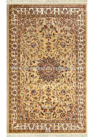[5X8FT] Elegant Persian Rug Hand-Knotted with 100% Silk and Wool Showcasing Intricate Patterns and Authentic Iranian Design SK Kashmir SILK WOOL CH 550