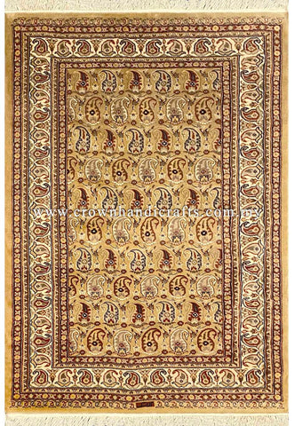[6X4FT] Majestic Persian Rug 100% Silk and Wool High-Quality Hand-Knotted Authentic Iranian Design SK Kashmir SILK WOOL CH 758