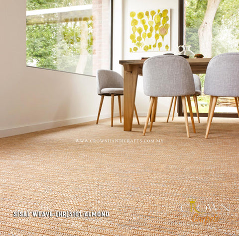 Sisal Jute Rugs Resort Feel Zen Style Designer Rugs | Sisal Weave 3101-ALMOND DESIGN (HR) Wall To Wall Carpet
