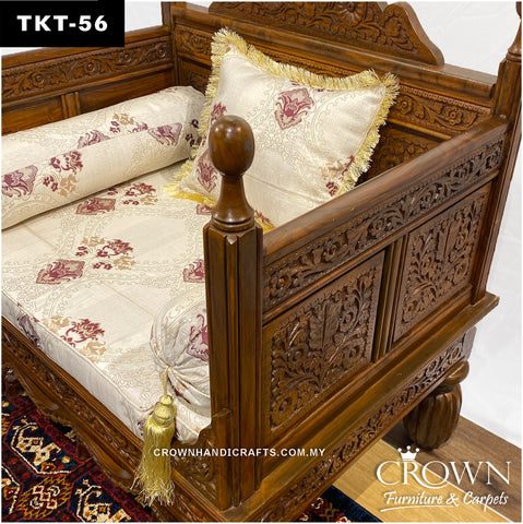 Artisan-Crafted Throne Sofa: Solid Wood Takht with Plush Pillows for Timeless Living Room Luxury | TKT-56 (L36 W27 H37 Inches)