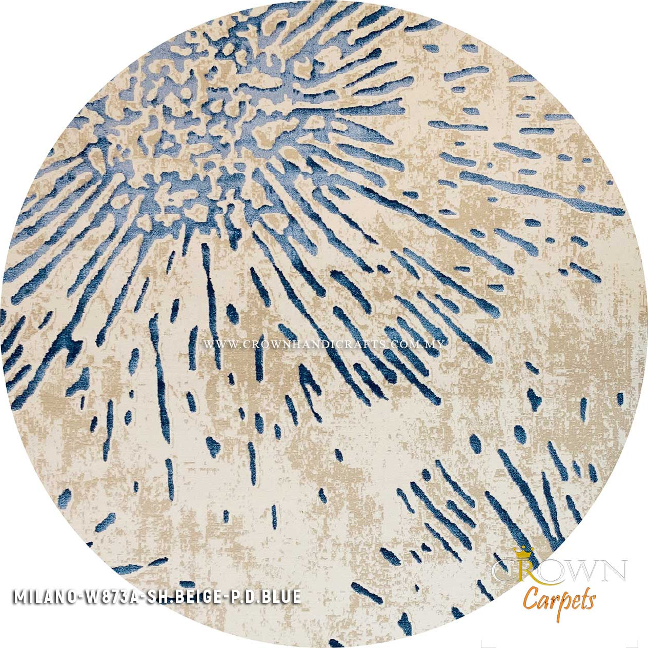 Stunning Round Abstract Design Rug for Modern Interior Design Living Room | Milano W873A-SH.Beige P.D.Blue
