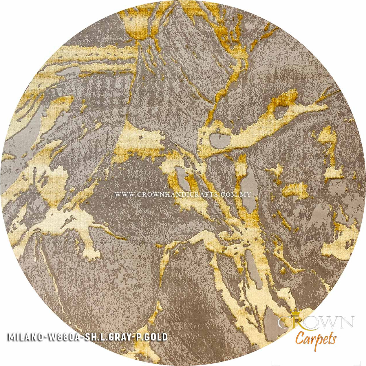 Amazing Designer Collection Trustworthy Round Modern Carpet Supplier | Milano W880A-SH.L.Gray P.Gold