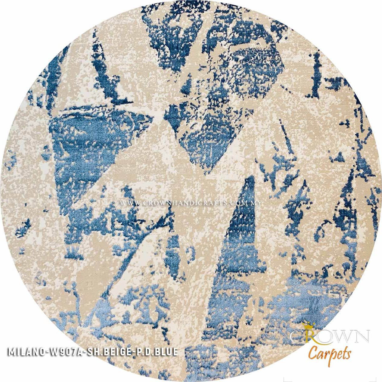 High in Demand Modern Round Carpet Minimalist Design Rug | Milano W907A-SH.Beige P.D.Blue