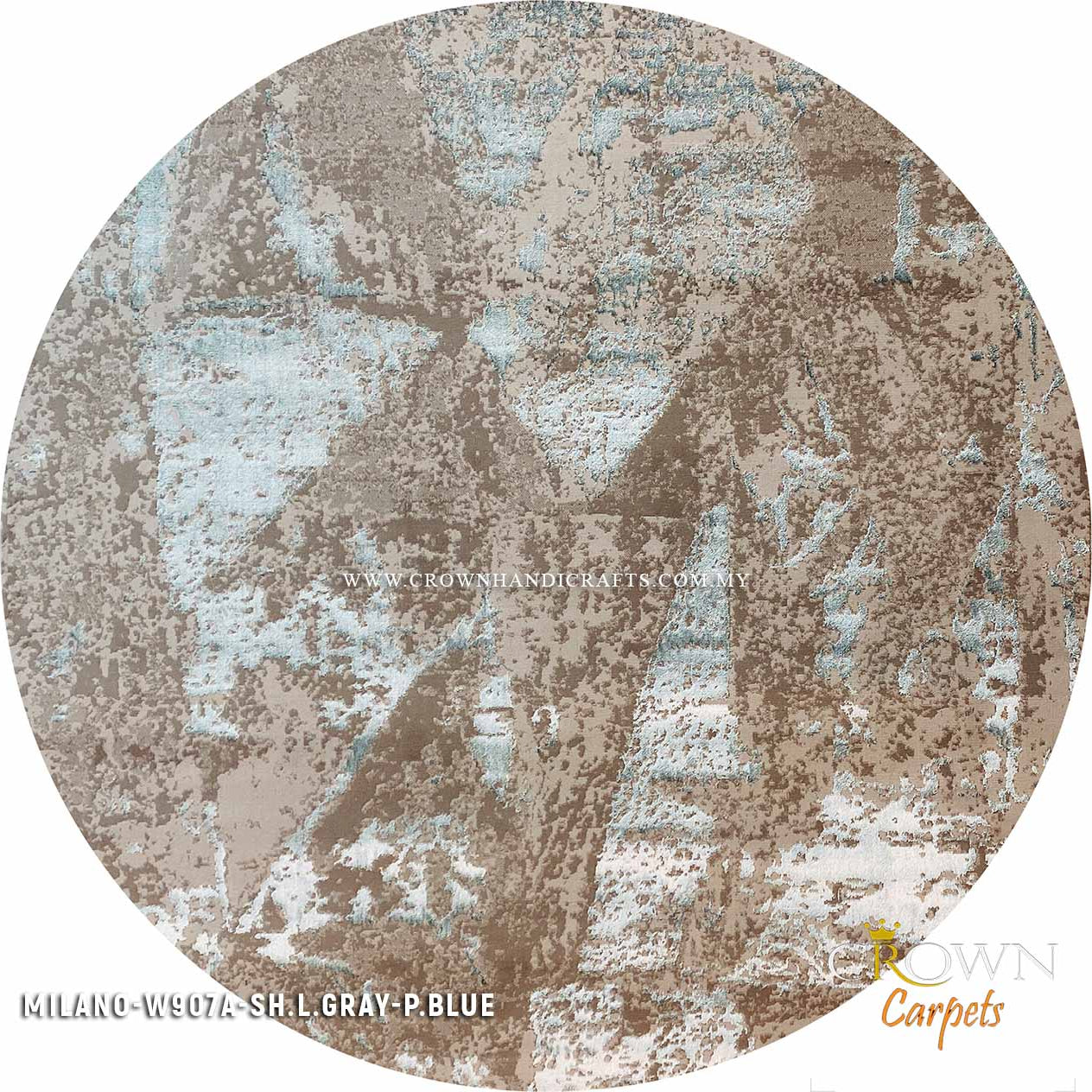 High-End Designer Carpets Round Modern Minimalist Abstract Rugs Shop | Milano W907A-SH.L.GRAY P.BLUE