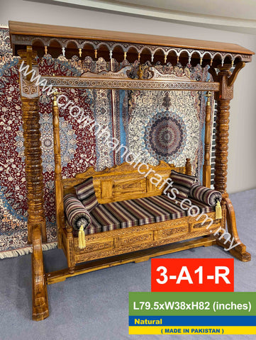 Maharaja Swing 3 seater Luxurious Handcrafted Indian and Pakistani Wooden Swing in Premium Rosewood, Combining Traditional Elegance and Modern Luxury for Your Home Decor Maharaja Swing 3 Seater 3-A1