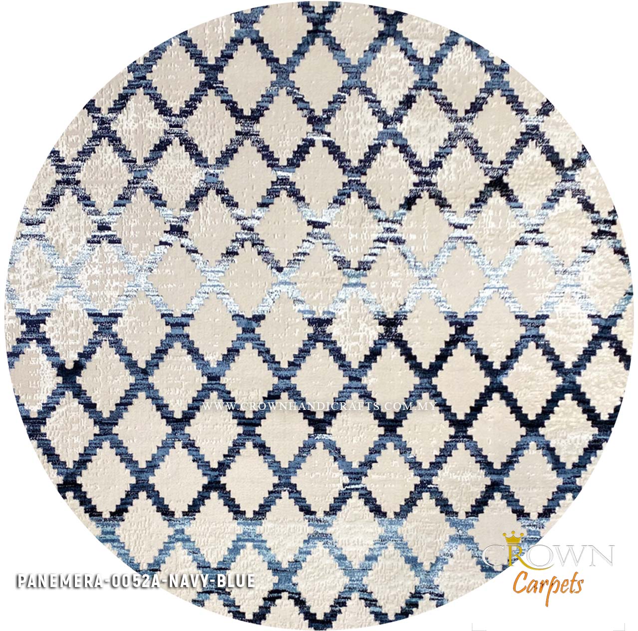 Stunning Round Abstract Design Rug for Modern Interior Design Living Room | Panemera 0052A Navy Blue