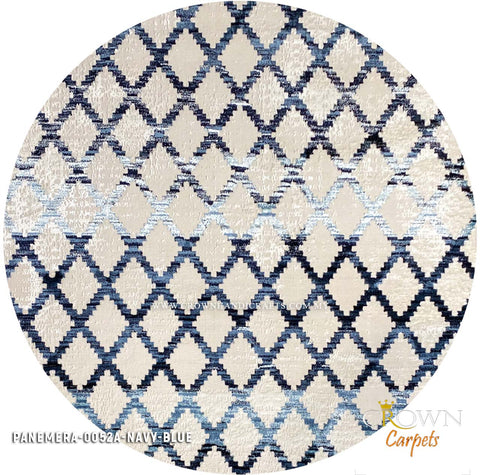 Stunning Round Abstract Design Rug for Modern Interior Design Living Room | Panemera 0052A Navy Blue