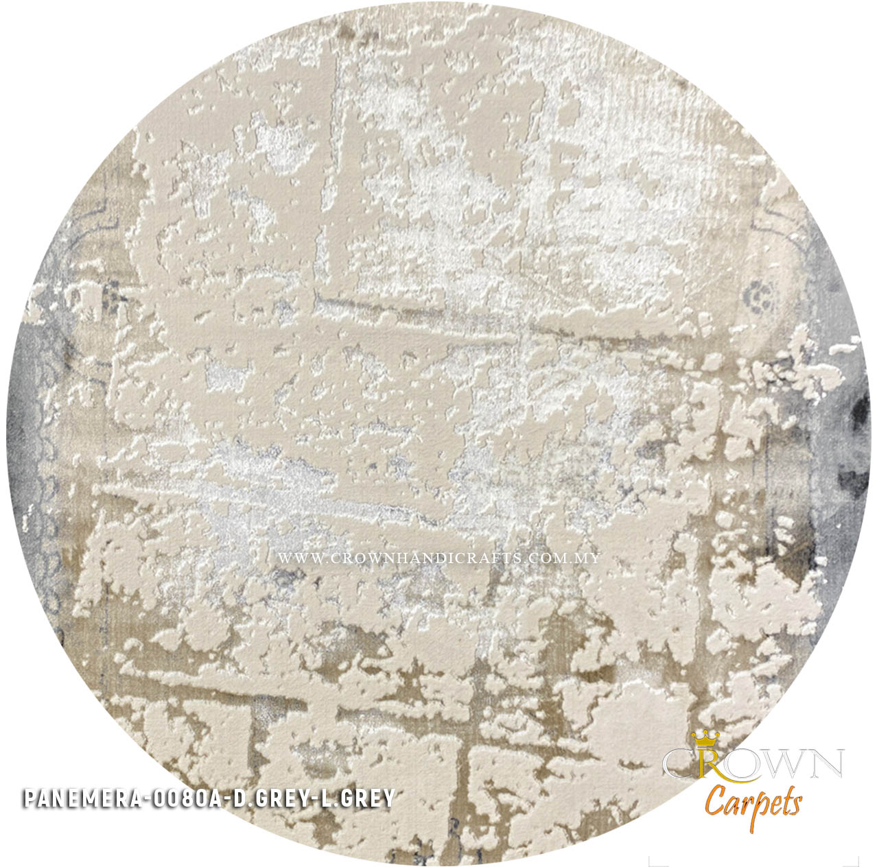 Ideal Living Room Round Rugs Carpets Modern Design Interior | Panemera 0080A D.Grey L.Grey