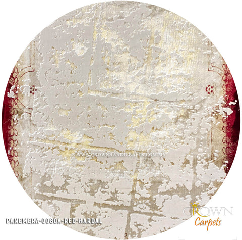 New Age Modern Round Rugs Minimalist Carpets Scandinavian Rugs | Panemera 0080A Red Hardal