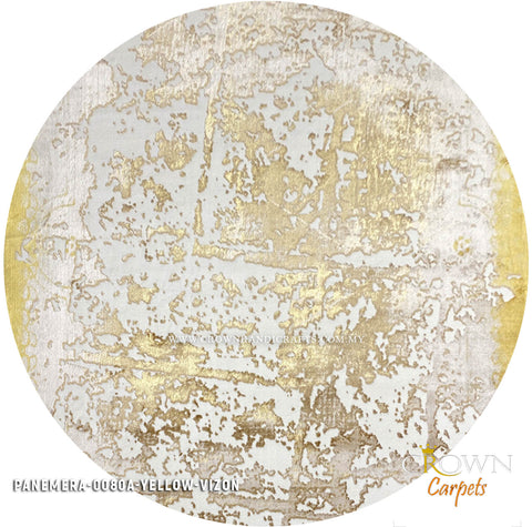 Shop Modern Round Carpets Abstract Designs Nordic Rugs | Panemera 0080A Yellow Vizon