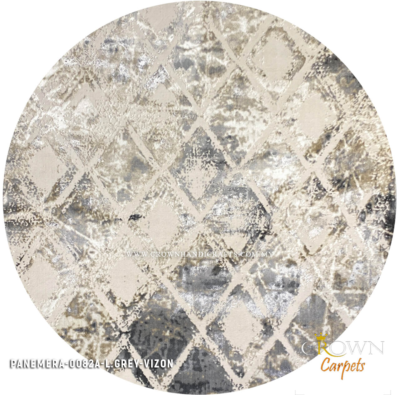 High Quality Modern Round Rugs Designs from Europe Turkish Rugs | Panemera 0082A L.Grey Vizon