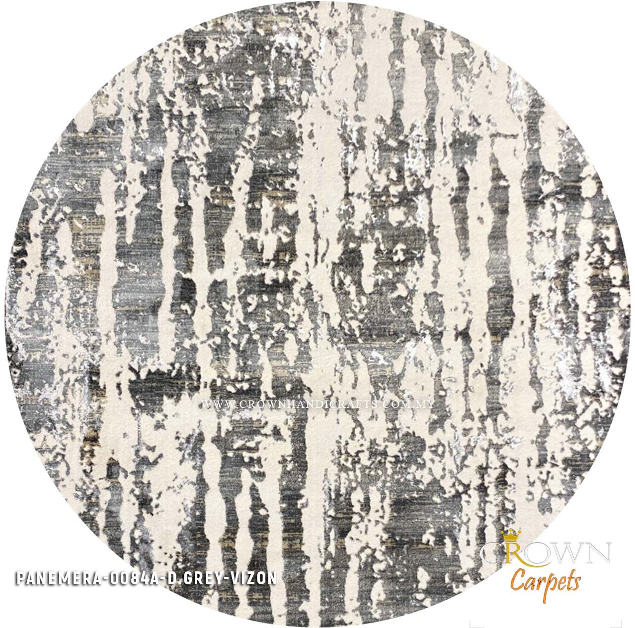 High Quality Soft and Durable Modern Round Designer Carpet | Panemera 0084A D.Grey Vizon