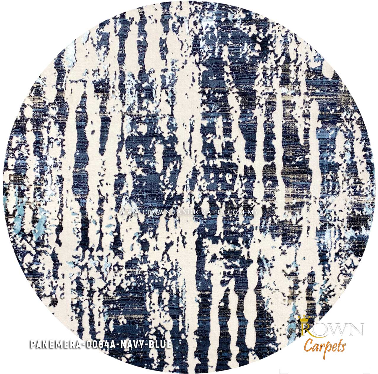 Bestseller Round Modern Design Rug to Style your Living Room | Panemera 0084A Navy Blue