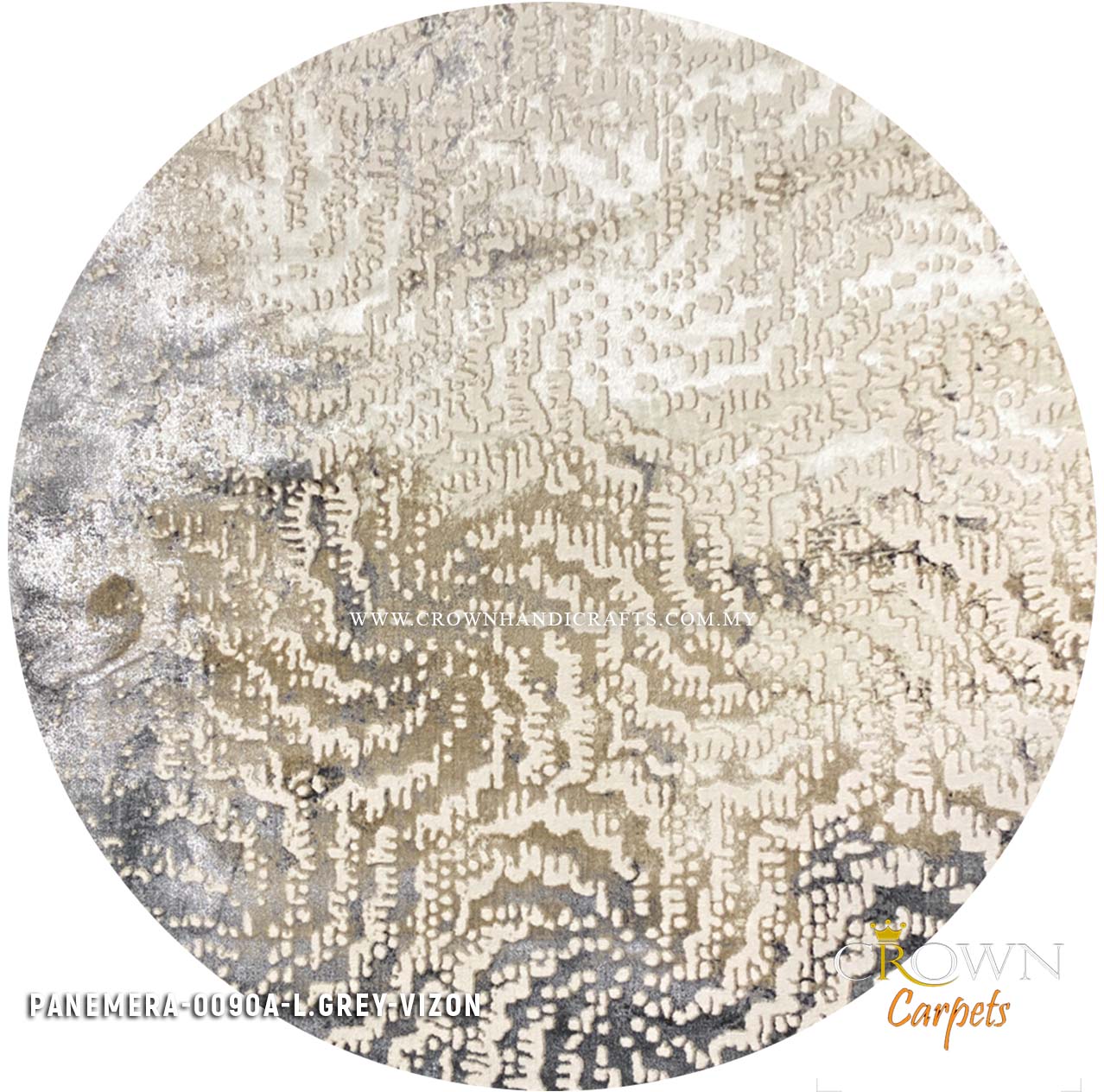 High-End Designer Round Carpets Modern Minimalist Abstract Rugs Shop | Panemera 0090A L.Grey Vizon