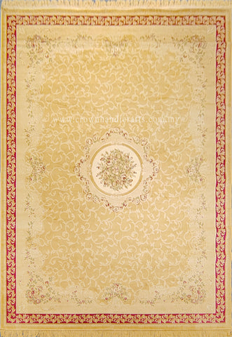 Persian Silk Carpet Iran Design - Silk Man Made Carpet | Zrabi 362 GOLD (200X275cm)