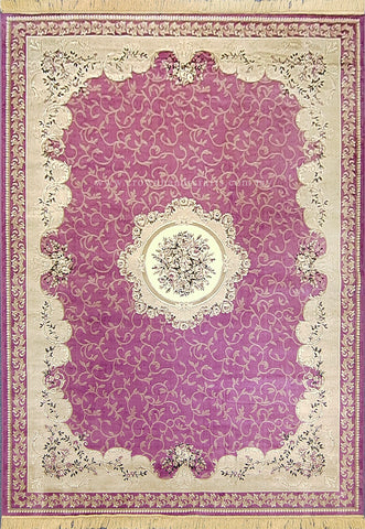 Persian Silk Carpet Iran Design - Silk Man Made Carpet | Zrabi 362 PURPLE (200X275cm)