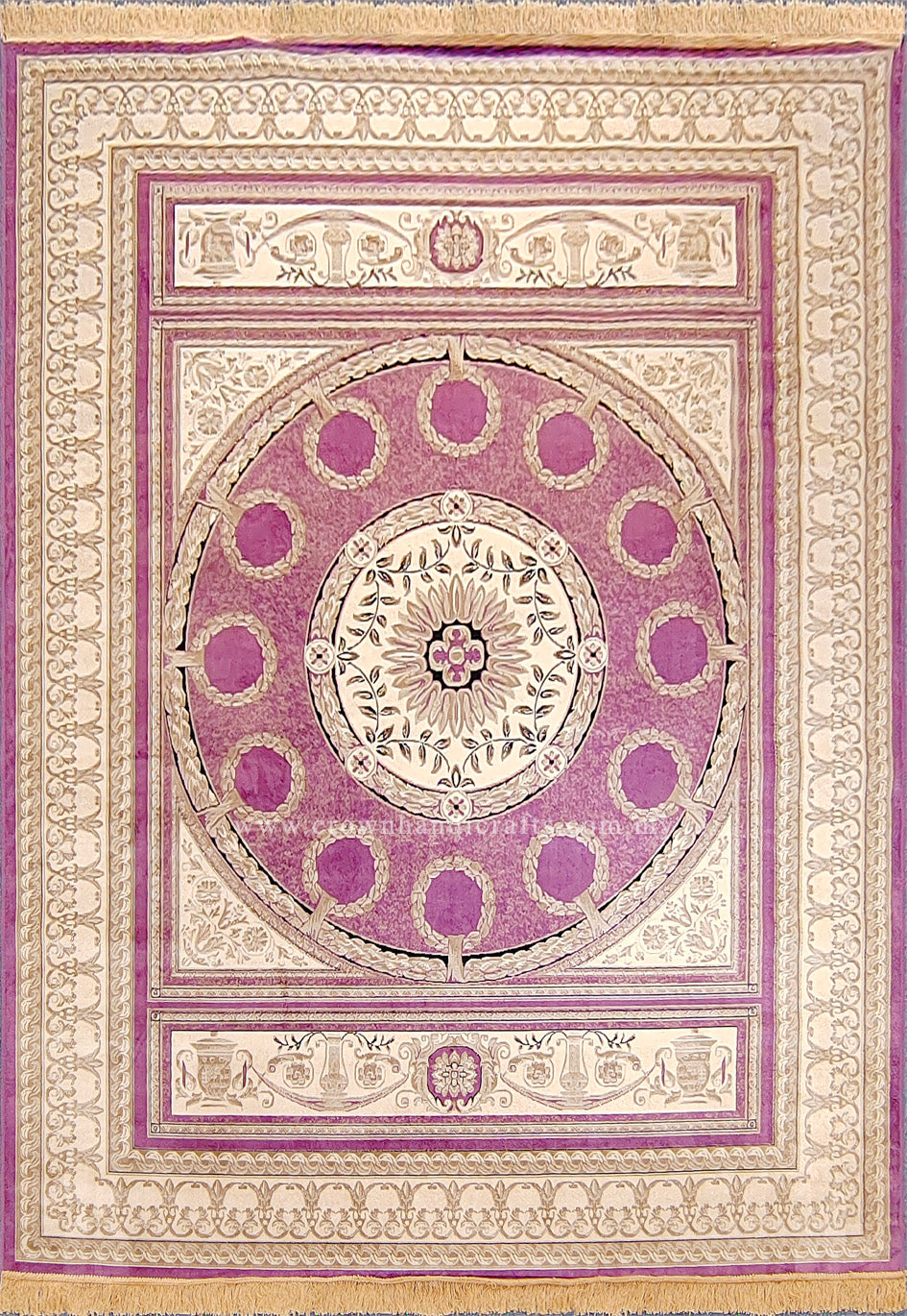Persian Silk Carpet Iran Design - Silk Man Made Carpet | Zrabi 438 PURPLE (200X275cm)