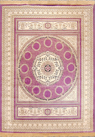 Persian Silk Carpet Iran Design - Silk Man Made Carpet | Zrabi 438 PURPLE (200X275cm)