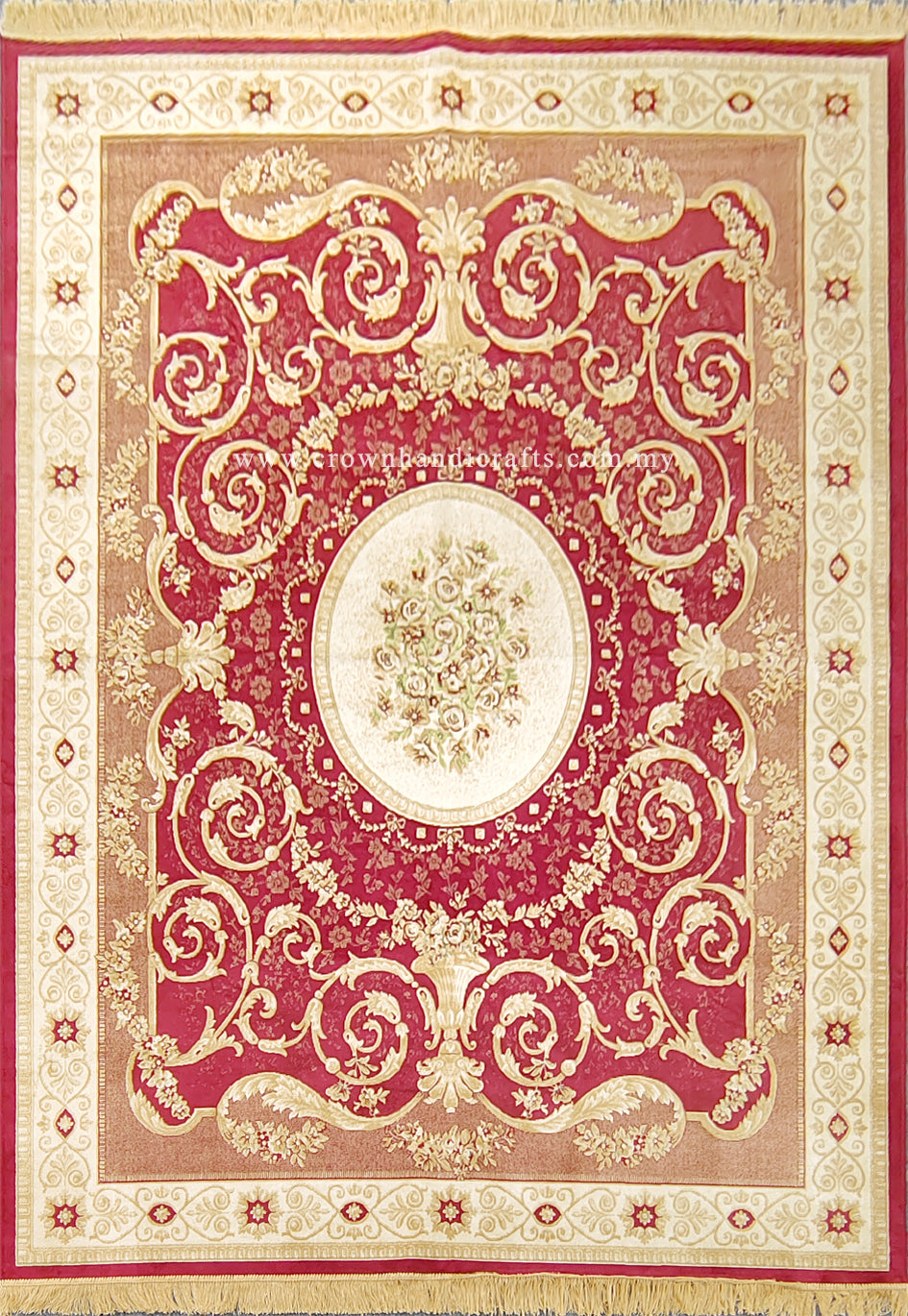 Persian Silk Carpet Iran Design - Silk Man Made Carpet | Zrabi 463 RED (200X275cm)