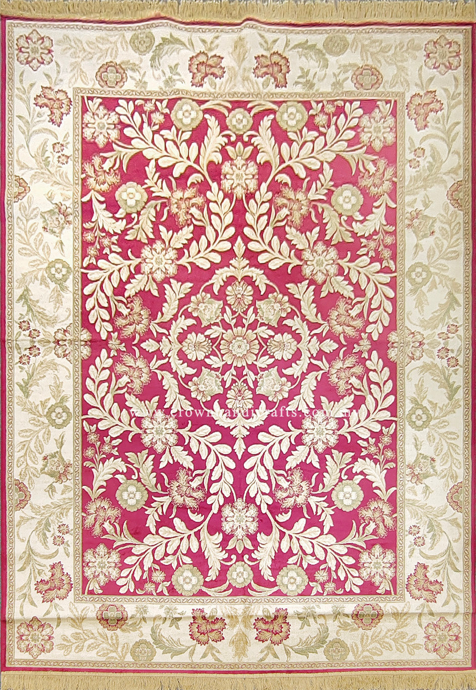 Persian Silk Carpet Iran Design - Silk Man Made Carpet | Zrabi 630 RED (200X275cm)