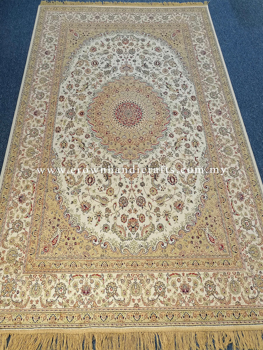 Persian Silk Rug with Iran Design 100% Man-Made Viscose Silk Carpet | Zrabi 396