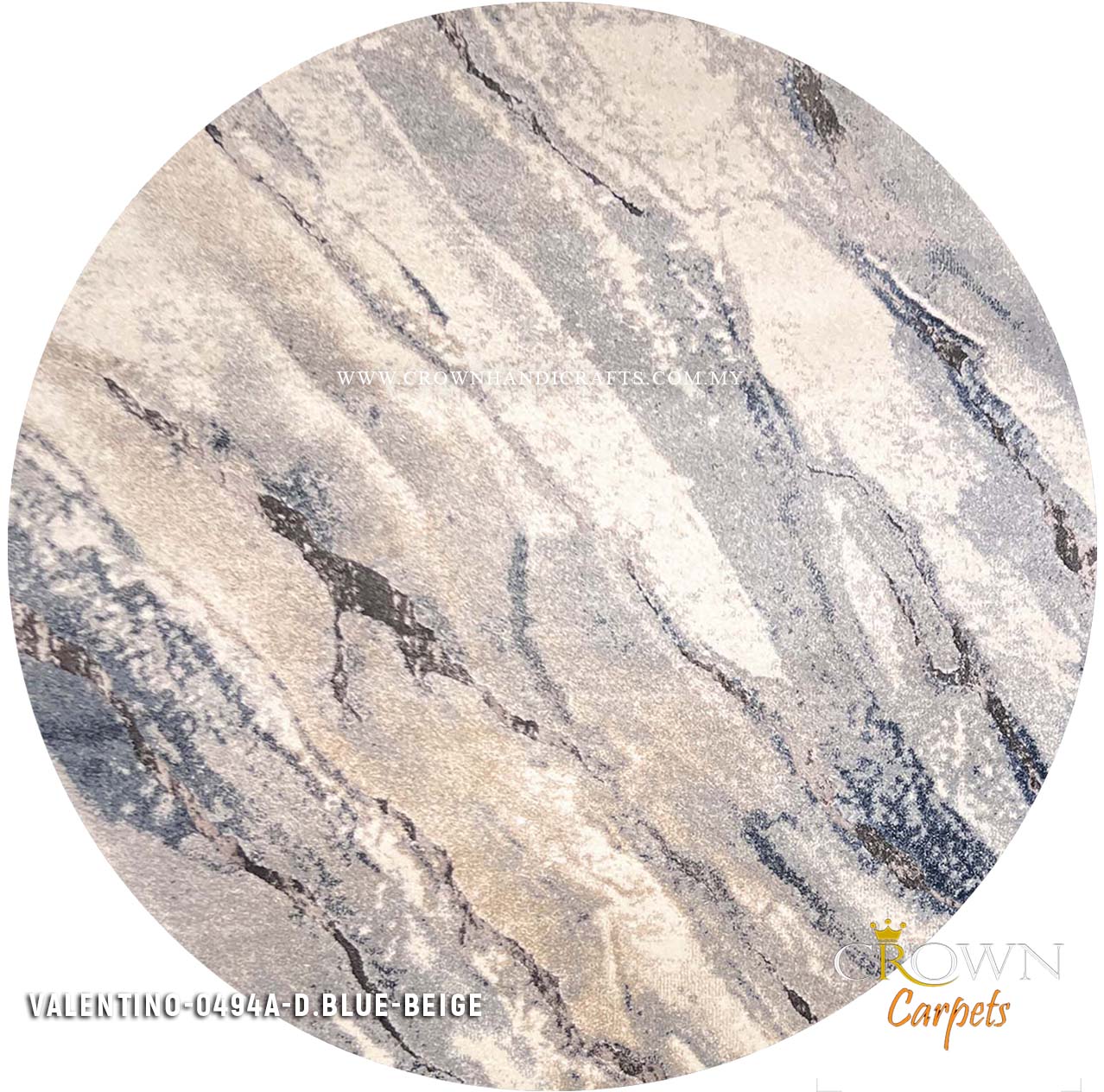 Amazing Smooth Feel Luxury Rugs Modern Round Design | Valentino 0494A D.Blue Beige