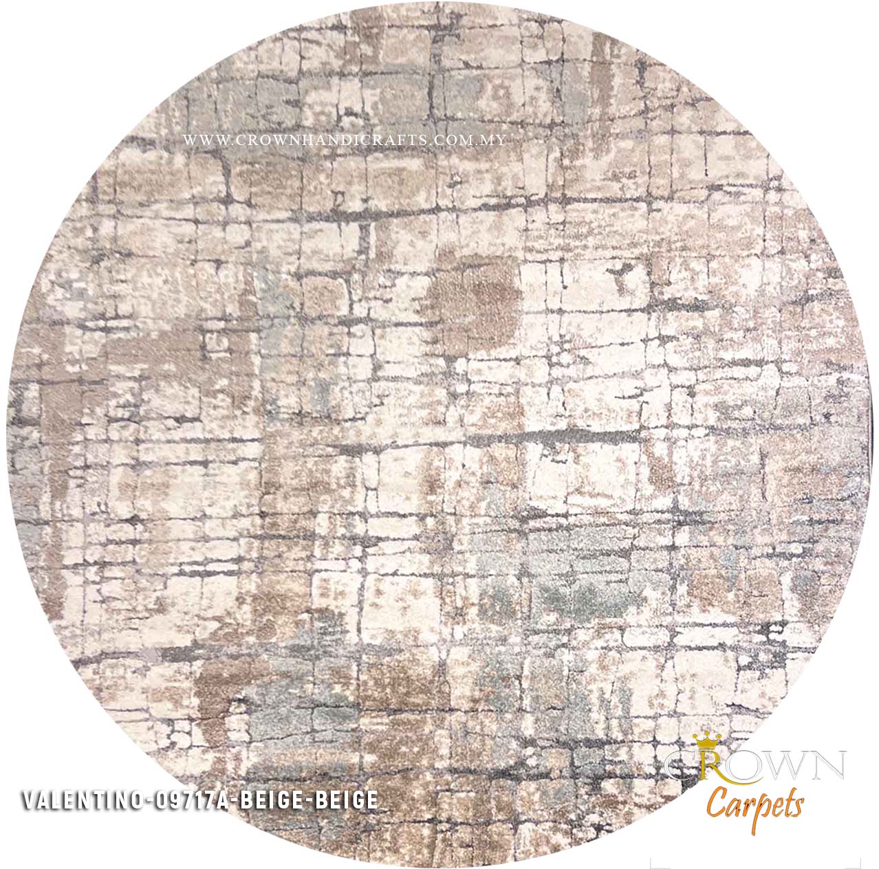Contemporary Modern Round Carpets Rugs Minimalist Design | Valentino 09717A Beige-Beige