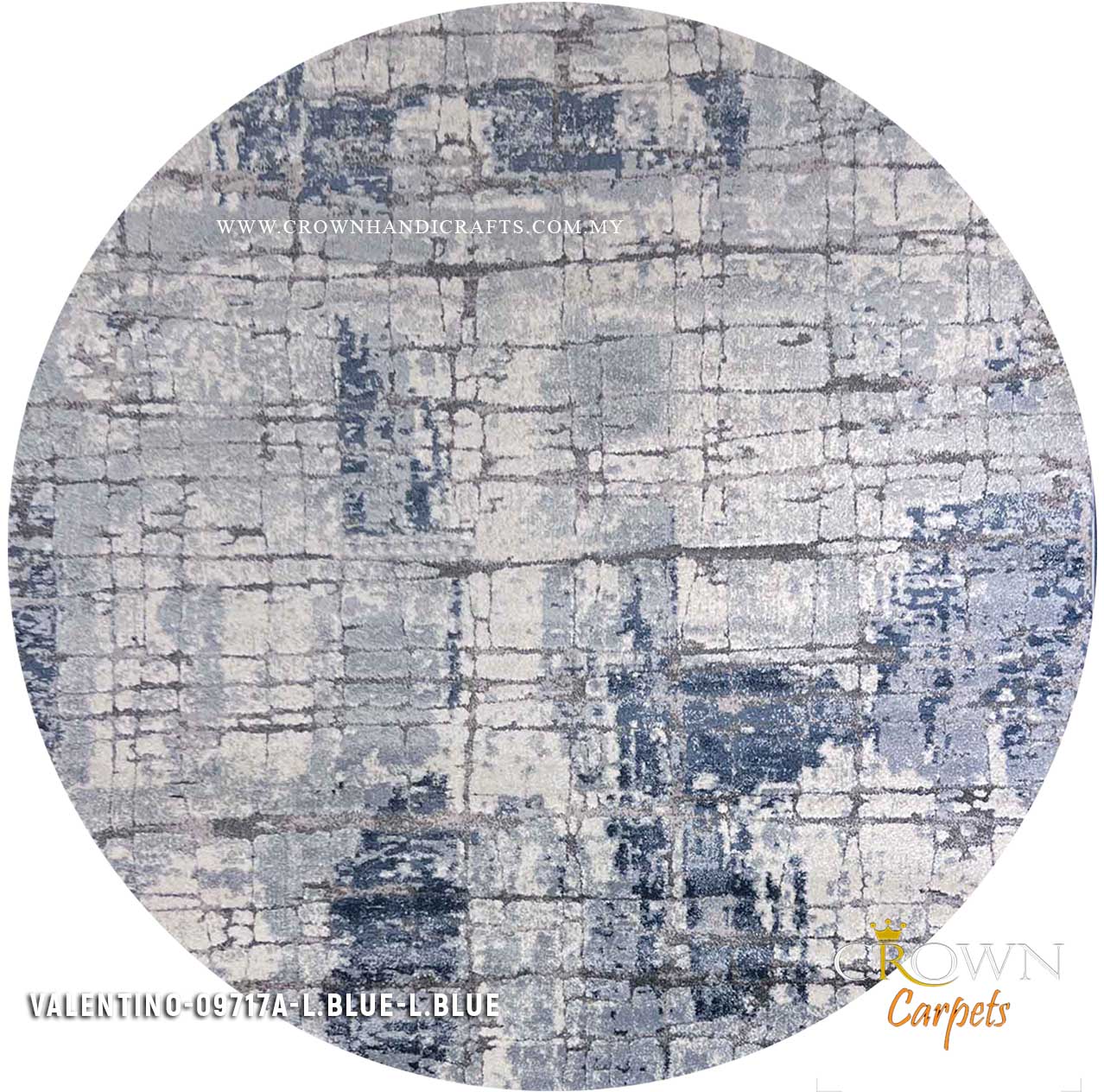 Designer Modern Round Carpets Turkish Rugs for Dining Living Room | Valentino 09717A L.Blue L.Blue