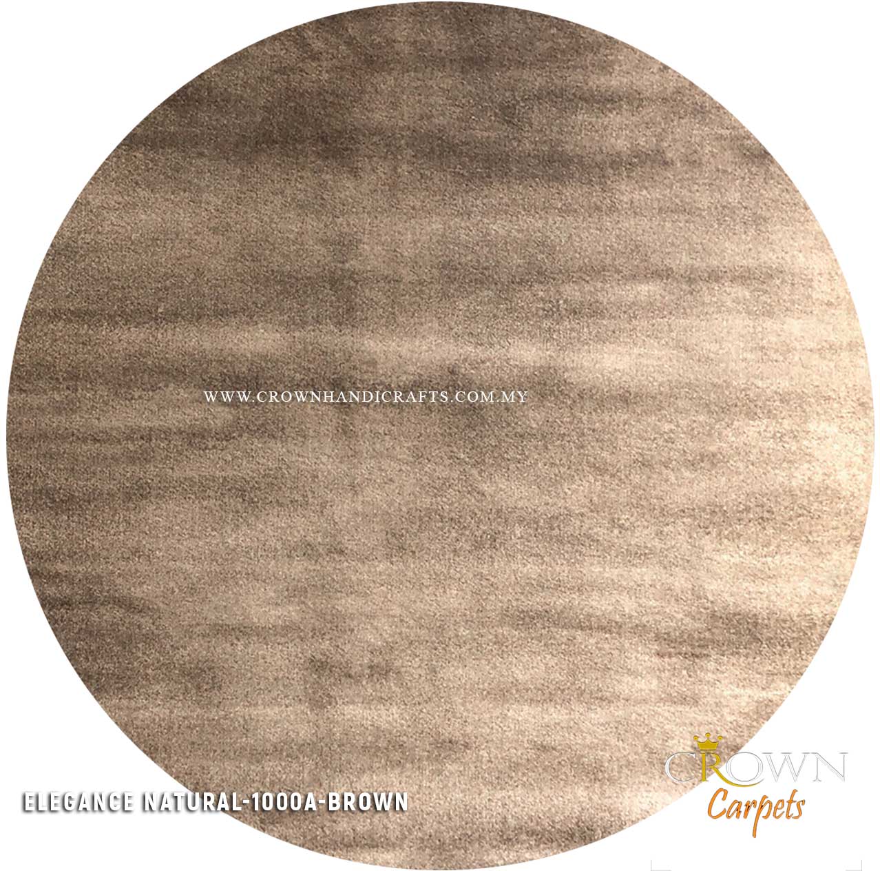 Contemporary Round Carpet Modern Design Rug Turkey Carpets for Living Room Bedroom | Elegance Natural Round 1000A BROWN