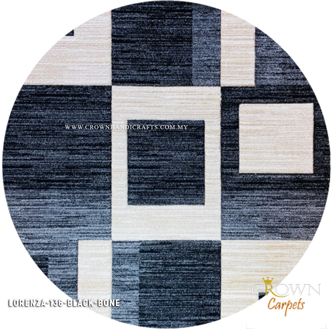Abstract Designs Are What You Find in Modern Round Rugs by Crown | Lorenza 136 Black Bone